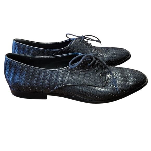 Pappagallo Womens Leather Woven Lace Up Flat Made in Brazil, Size 10 Narrow - Picture 2 of 9